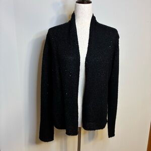 J. Jill Black Open Front Cardigan Sweater Sequin Accent Size M